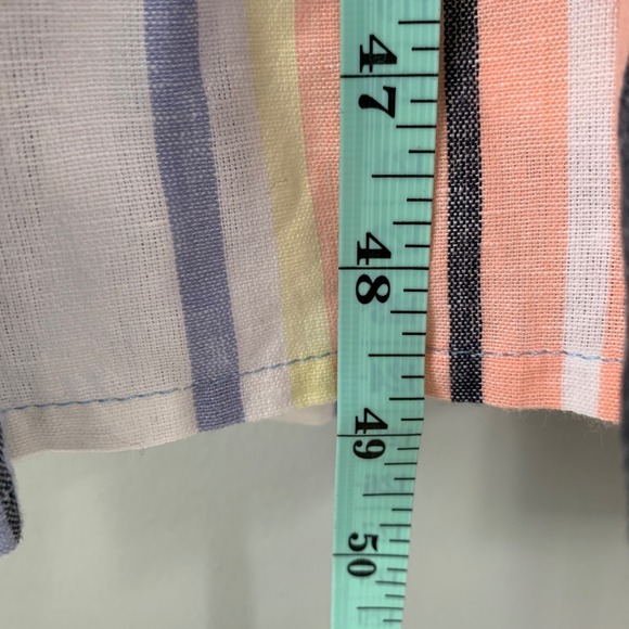 Free People Lilah Pleated Tube Striped Cotton Midi Dress Button Front Smocked M - Picture 4 of 10